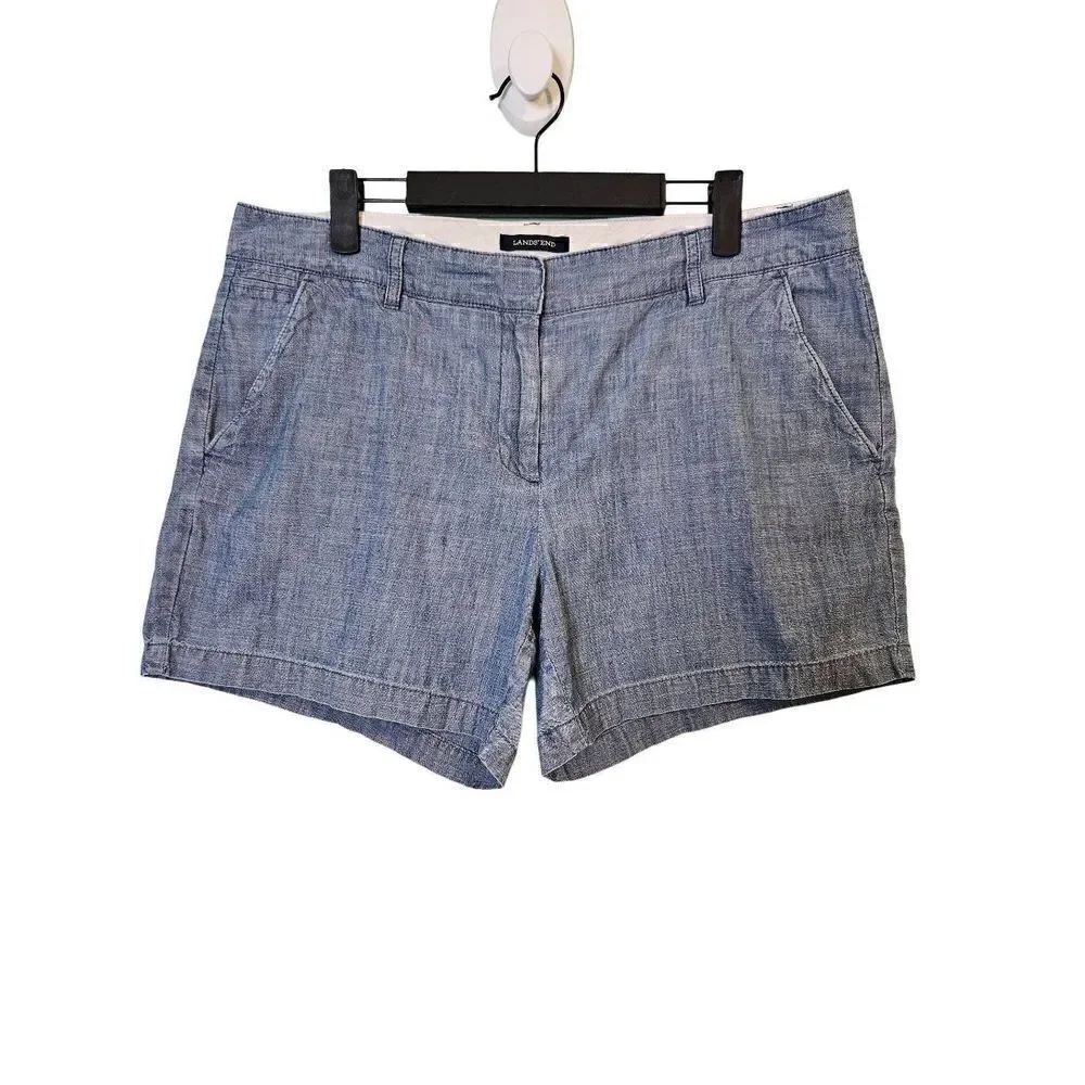 Land's End "Not Too Low" rise 100% cotton lightweight denim shorts. Size 12.
